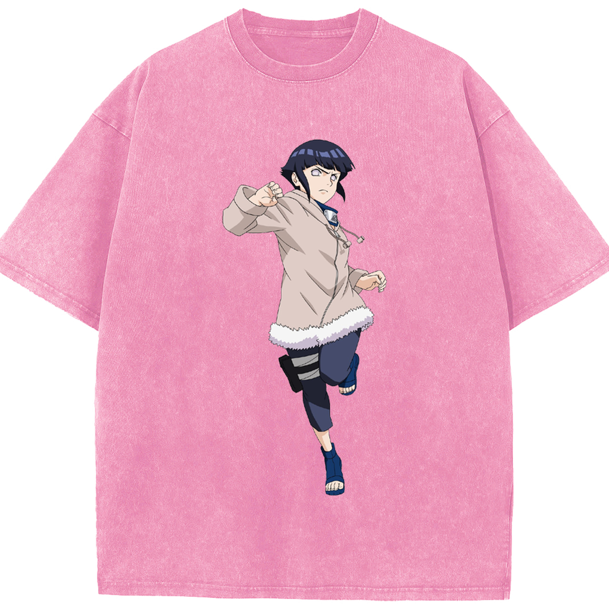 （画像用） NARUTO -ナルト- 日向ヒナタ Hyūga Hinata 綿100% ヴィンテージ風 半袖Tシャツ（フロントプリント）